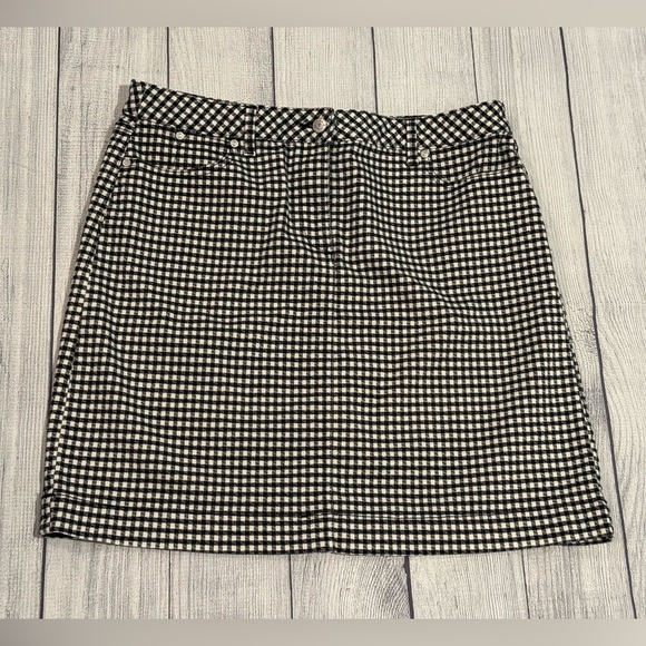 Talbots Black & White Gingham Mini Skirt - Classic Preppy Style/size 14P - Picture 2 of 9